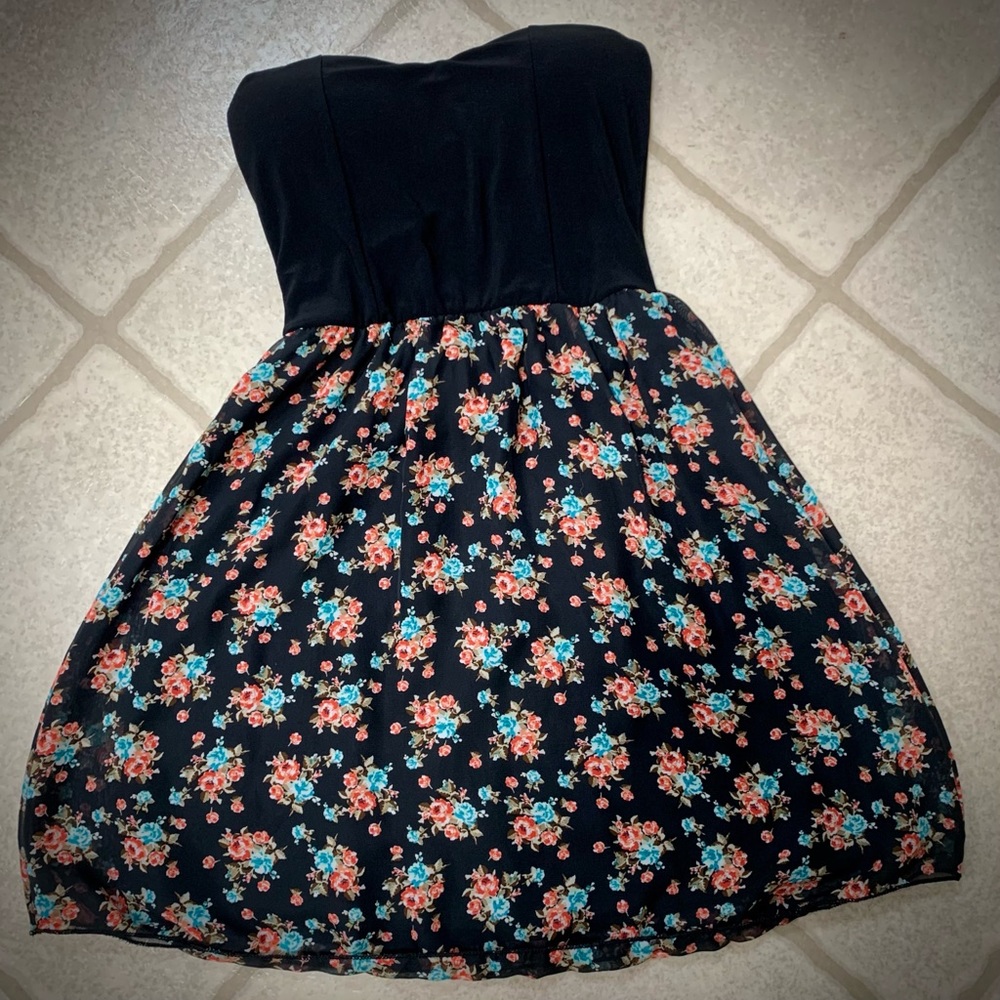 Strapless Floral Mini Dress